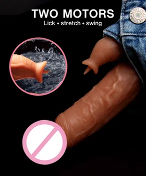  Dil Yalama Streç titreşimli yapay Penis kadın seks oyuncak giyilebilir ısıtma gerçekten yumuşak büyük gerçekçi sokmak Penis kadın Climax