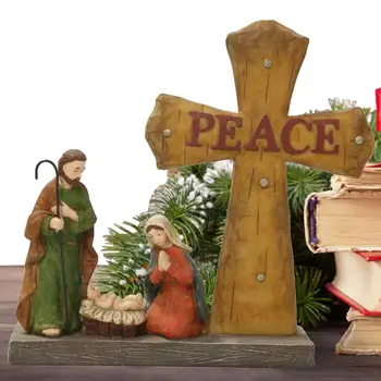  Doğuş Sahneleri Noel Kapalı Reçine Çapraz Doğuş Figürü Çapraz Doğuş Dekorasyon İsa Mesajları Reçine Dini