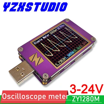  DYKBmetered ZY1280M Osiloskop ölçer USB Gerilim Akım Zaman Test Cihazı Dalgalanma Hızlı Şarj Protokolü PD QC SC VOOC OPFO dijital ekran