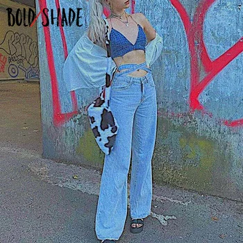  Düz Denim Kot Moda Kadın Urbano Pantolon y2k Bel kalın Gölge Grunge Patenci Kız Tarzı Bol Pantolon Yüksek StreetwearSolid 