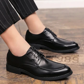  Erkek Büyük Yeni Kişiselleştirilmiş Moda Rahat İş Resmi rahat ayakkabılar Düşük Üst Nefes Siyah Moda erkek ayakkabıları