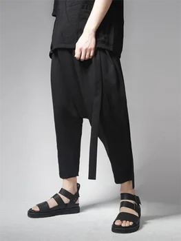  Erkek Rahat Pantolon/Yaz Bahar Yeni düz Renk Bel Uçan Sincap Pantolon Yapıştırma Düşük Sınıf Tasarım Elastik Harlan Pantolon