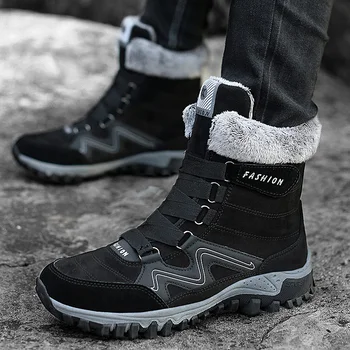  Erkekler ve Kadınlar Peluş Sıcak Kar Kış Kar Botları Dağ Tırmanışı Kar rahat ayakkabılar Sneakers Yüksek Top Kauçuk Ayak Bileği Biyonik Çizme