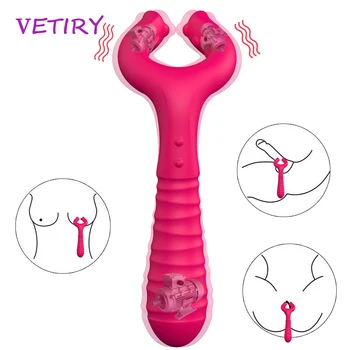  G noktası Yapay Penis Vibratörler Üç Motorlar Kadın Klitoris Stimülatörü Meme Klip Masaj Kadınlar İçin Penis Kelepçe Seks Oyuncakları erkekler İçin