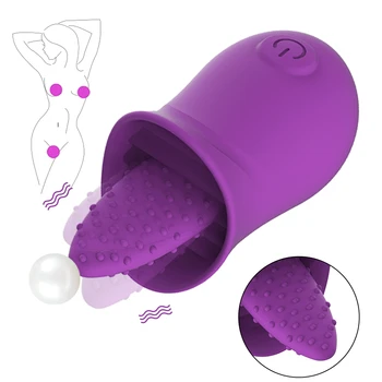  G-Spot Klitoris Meme Dil Vibratör Kadın Klitoris Stimülatörü Yapay Penis Oral Dil Pussy Yalama Seks Oyuncakları Kadınlar için Yetişkin Çiftler