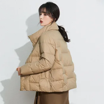  Gevşek Rahat Kış Kadın balon ceket portmanto Yaka Rüzgara Karşı Sıcak Tutmak Ffrom Soğuk ışıklı kaban