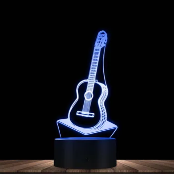  Gitar Ev Dekor LED Masa Gece Lambası müzik enstrümanı 3D Görsel Optik Illusion Masa Lambası Hediye Müzisyen Gitar Severler