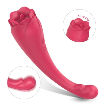  Gül Vibratör 2 İn 1 Klitoral G Spot Yapay Penis Vibratör Gül Klitoris 9 Titreşim 9 Frekans Ultra Yumuşak Çiçek Gül Oyuncak