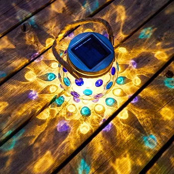  Güneş ışığı Bahçe Lambası açık su geçirmez Led Gece Fantezi Vitray küre Güneş şarj teras Ağacı Asılı Süslemeleri