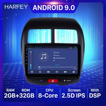  Harfey Android 9.0 10.1 inç Araba Multimedya Oynatıcı GPS İçin 2010 2011 2012-2015 Mitsubishi ASX Peugeot 4008 WİFİ bluetooth ile