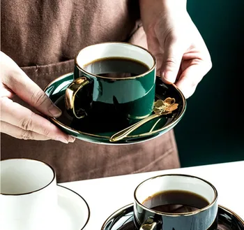  Iskandinav Seramik Yaratıcı Süt Yoğunlaştırılmış Kahve Fincanları Porselen Çay Kafa Ve Çanak Lepel İçecekler Klasik Hediyeler