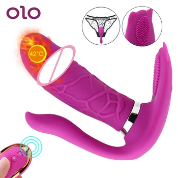  Isıtma giyilebilir yapay penis vibratör uzaktan kumanda vajinal masaj Anal klitoris stimülatörü Masturbator külot seks oyuncakları kadınlar için