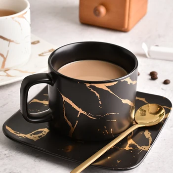  İskandinav tarzı seramik kahve Kupası mermer ve çay tabağı çay bardağı çiçek Çay Kupası kahvaltı su bardağı kahve bardağı espresso bardak seti 