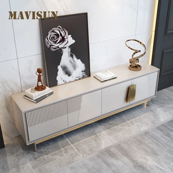  İtalyan Tasarım Yeni Hafif Lüks Televizyon masası Büyük Villa Oturma Odası Minimalist Moda zemin dolabı şifonyer