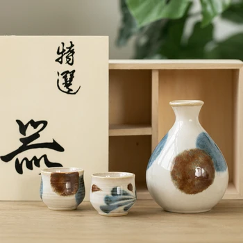  Japon Vintage Sake Pot kap seti Seramik Basit Şarap Flagon Likör İçme Şarap Seti Erkek Hediyeler Canecas Bar Ev Drinkware