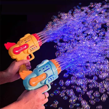  Kabarcık Tabancası Çocuk Oyuncakları Elektrikli Otomatik Sabun Roket Kabarcıklar Makinesi Açık Düğün Parti Oyuncak led ışık Çocuk Doğum Günü Hediyeleri