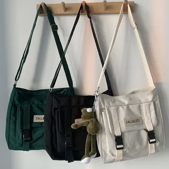 Kadın basit omuz çantası askılı çanta askılı çanta öğrenci naylon su geçirmez kanvas çanta