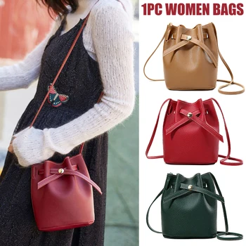  Kadın Büyük Kapasiteli PU Deri Taşınabilir Çapraz Vücut Kova Çanta basit omuz çantası Toka İle En Kaliteli Kese Bir Bandouliere