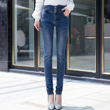  Kadın denim kot kadın yeni yüksek bel Kore büyük boy ince öğrenciler denim pantolon artı boyutu 40