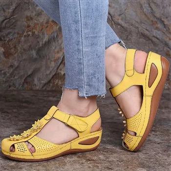  Kadın Sandalet Artı Boyutu Takozlar Ayakkabı Kadın Topuklu Sandalet Chaussures Femme Yumuşak Alt platform sandaletler Gladyatör rahat ayakkabılar