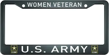  Kadın Veteran ABD Ordusu plaka çerçevesi Metal plaka kapağı Ön Plaka Çerçeveleri Araba etiket çerçevesi ABD Araçlar için Standart