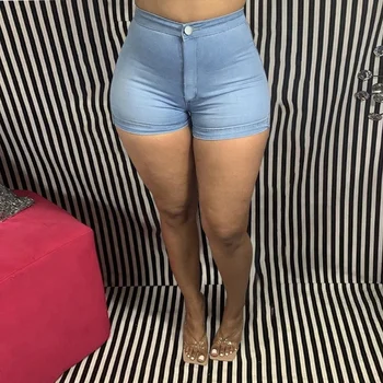  Kadınlar Seksi Sıska Yüksek Streç İnce Şort 2021 Kadın Yaz Şort Moda Slim Fit Kalça kısa kot pantolon S-3XL Rahat Dipleri