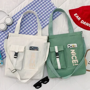  Kadınlar Yeni Kanvas Çanta Okul Öğrenci Sınıf Çanta Kore Japonya Moda Messenger Crossbody kol çantası Çanta