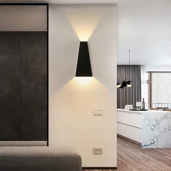  Kapalı LED Modern Minimalist Duvar Lambası 10W AC85 - 265V Kum Siyah ve Kum Beyaz Renk Kabuk