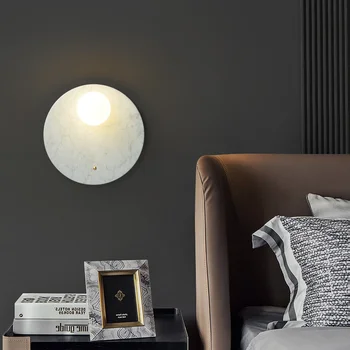  Kapalı Postmodern lamba mermer duvar LED yaratıcı aplik ışık dekor başucu duvar lambası yatak odası çalışma odası yemek odası için