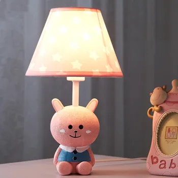  Karikatür Yaratıcı Pembe Tavşan Masa Lambası Kız Yatak Odası çocuk Odası Lamba, Modern Basit LED Renk Hayvan Masa Lambası