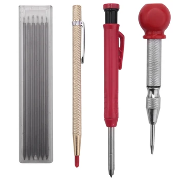  Katı Marangoz işaretleyici kalem seti Doldurulabilir Mekanik Ahşap Kalem Ahşap Cam Karo Taş İşaretleme Aracı Seti