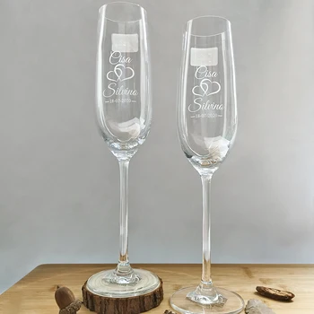  Kişiselleştirilmiş Gelin ve Damat Adı Düğün Tarihi şampanya flüt kadehler, Düğün Hediyeleri Flüt, 2 adet Parti şampanya flüt kadehler Özelleştirilmiş