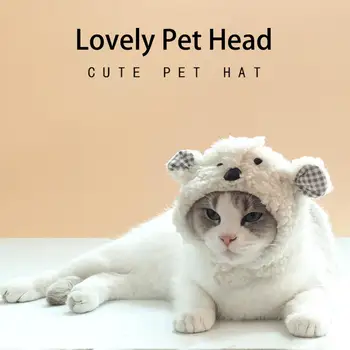  Köpek Peluş Şapka Ayarlanabilir Kedi Peluş Şapka Raptiye Bantlar Giyinmek Oldukça Sevimli Koyun Şekli Kedi Köpek Şapkalar