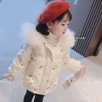  Kız Bebek Çocuk aşağı ceket Ceket 2021 Tatlı Sıcak Artı Kalınlaşmak Kış Sonbahar Pamuk Giyim Kapşonlu çocuk giyim
