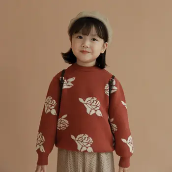  Kız Kazak Çocuk Ceket Dış Giyim 2021 Retro Artı Kadife Kalınlaşmak Sıcak Kış Sonbahar Üstleri Polar Noel çocuk giyim