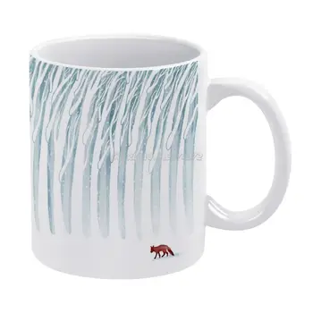  Kış Fırtına Kahve Kupalar Seramik Kişiselleştirilmiş Kupalar 11 Oz Beyaz Kupa Çay süt kupası Drinkware Seyahat Kupa Orman Tilki Kar Kış Natu