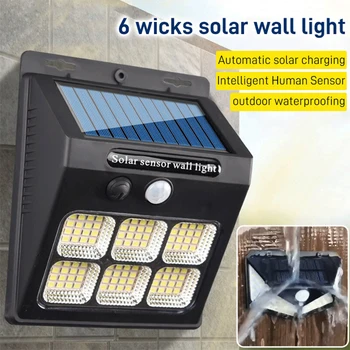  LED Güneş Lambaları Açık Güneş ışığı Enerjili 4 Modları Su Geçirmez güneş enerjili led lamba Hareket Sensörü İle Sokak Bahçe Dekorasyon İçin