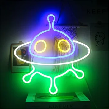 Led Neon ışık burcu Uzay Gemisi Astronot duvar asılı Neon tabelalar bar ışığı parti tatil dekorasyon Neon lamba ev Dekor