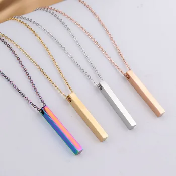  LUFFY 5 adet Boş 3D bar kolye, 3D bar kolye malzemeleri, Altın paslanmaz çelik Özel boşlukları, DIY Gravür 3D bar Takı