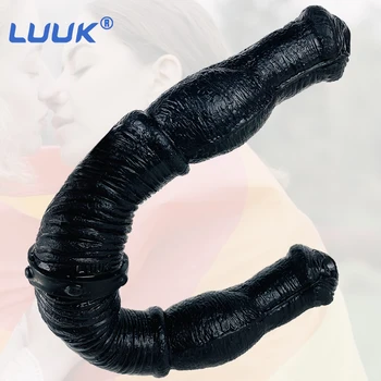  LUUK Yeni 48 cm Lezbiyen Çift Kafa At Yapay Penis Büyük Düğüm Hayvan Penis Uzun Anal Plug Seks Oyuncakları Vajinal Klitoral Masaj Kadınlar için