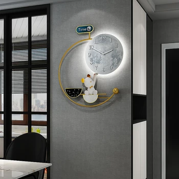  Lüks Sanat duvar saati Modern Tasarım Clockwork Sıradışı Moda Büyük Led Işıklı Sessiz Saat Mekanizması Wandklok Duvar Dekorasyonu