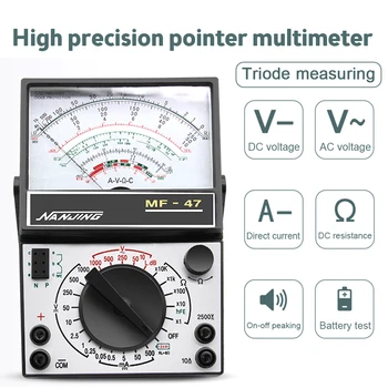  MF-47 Multimetre İğne Tipi Evrensel Metre Pointer DC / AC Gerilim DC Akım 10A Test Cihazı Pointer Ekran Elektrik Multimetreler