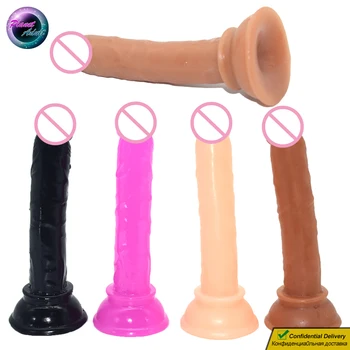  Mini PVC Gerçekçi Penis Yapay Penis Kadın Masturbator Yumuşak Sahte Dick Kadın Vajina Eşcinsel Erkekler Prostat Mastürbasyon Yetişkin Seks Oyuncakları