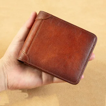  Minimalizm RFID Engelleme Hakiki deri cüzdan Erkekler için İş Kredi Kartı KİMLİK Tutucu Para Klip Çanta cüzdan Adam