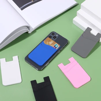  Moda Silikon Telefon Cüzdan Kılıf Kendinden yapışkanlı kart tutucu Evrensel Cep Telefonu Silikon Etiket Cep Sopa Kredi Kartları