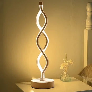  Modern kısılabilir masaüstü başucu dekoratif lamba enerji tasarrufu Spiral dalga LED masa lambası kolay kurulum akrilik demir kavisli ışık