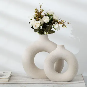  Nordic dekorasyon ev yuvarlak bisküvi nokta seramik vazo yaratıcı zanaat takı süs dekorasyon çiçek düzenleme hidroponik