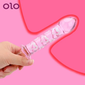  OLO Anal Plug Stimülasyon Klitoris Cam Kristal G-Spot Yapay Penis Seks Ürünleri Kalp Pembe Anal Seks Oyuncakları Kadınlar için