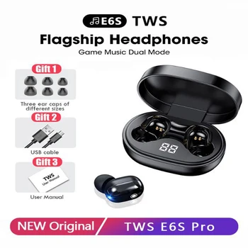  Orijinal E6Pro TWS 5.2 Bluetooth Kulaklık kablosuz kulaklık Fone 9D Stereo Spor Su Geçirmez Kulaklık mikrofonlu kulaklık YENİ
