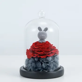  Oyuncak Ayı Bayan Tavşan Ebedi Gül Güzellik ve Beast Çiçek Cam Kubbe Düğün Dekor Doğum Günü sevgililer Kız Arkadaşı Hediye